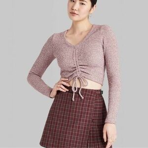 Wild Fable | Cropped Fuzzy Cinched Sweater | Red/Purple | Soft | size M | NWT